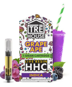 Buy Live Resin HHC Cartridge Grape Ape Indica 1g for rich grape flavor and relaxing effects. Premium live resin with a classic Indica profile.
