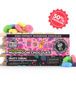 Buy Magic Mushroom Fruity Cereal Chocolate Bars made with rich chocolate and crunchy fruity cereal. A balanced mushroom chocolate bar with smooth flavor
