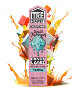 Shop Candyland Live Rosin Liquid Diamonds Vape Pen 2g with D8, D9, D10, HHC, and THCP for sweet flavor and uplifting sativa effects.
