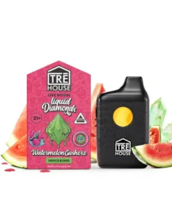 Watermelon Gusherz Live Rosin Liquid Diamonds Indica THC Vape Pen 3.5g for sale. Premium vapor with sweet watermelon flavor, potent indica effects, and smooth pulls.
